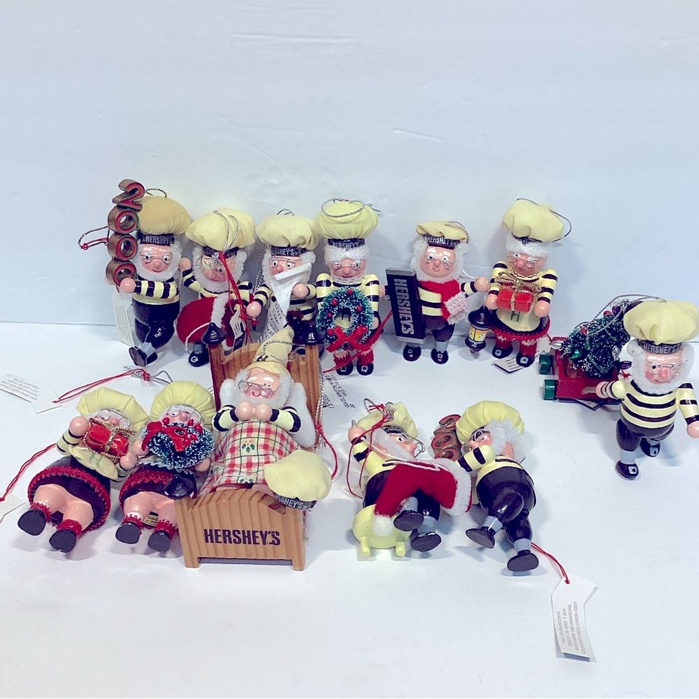 12 Hershey's vintage 1990s KURT ADLER Christmas Elf Ornaments With Tag